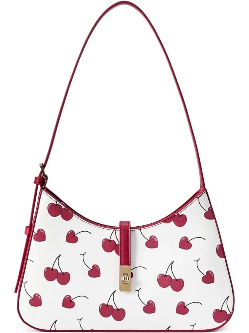 Vegan Leather Cherry Hobo Bag for Women, Adjustable Crossbody Purse, Stylish